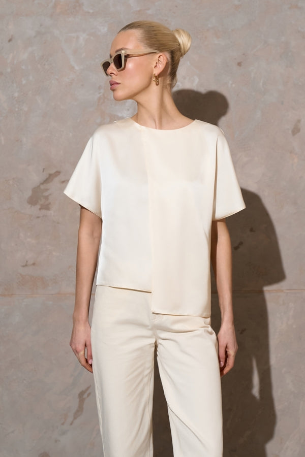 Asymmetrische Bluse, Creme