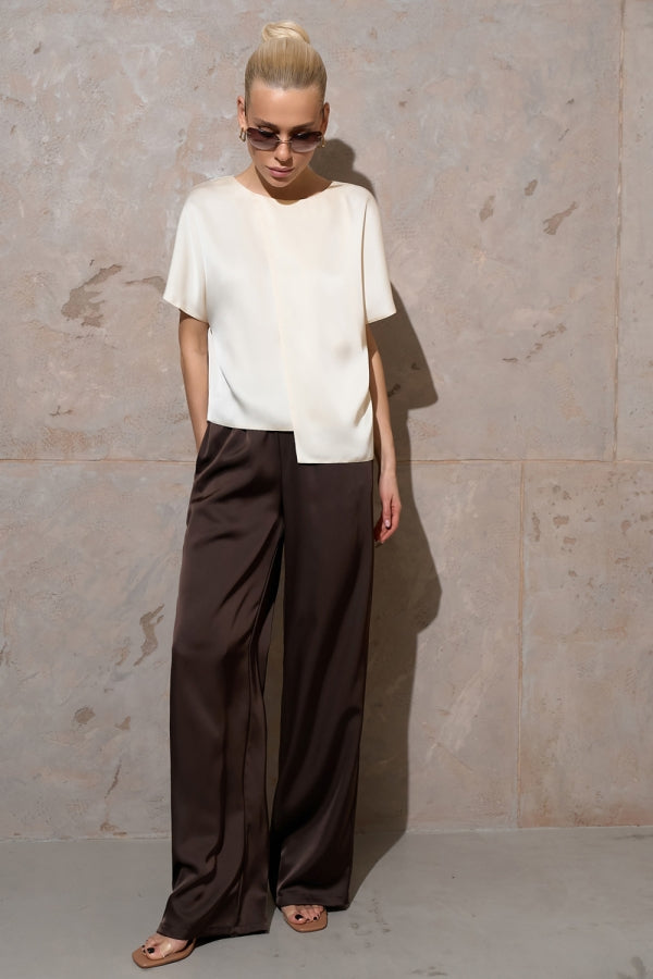Asymmetrische Bluse, Creme