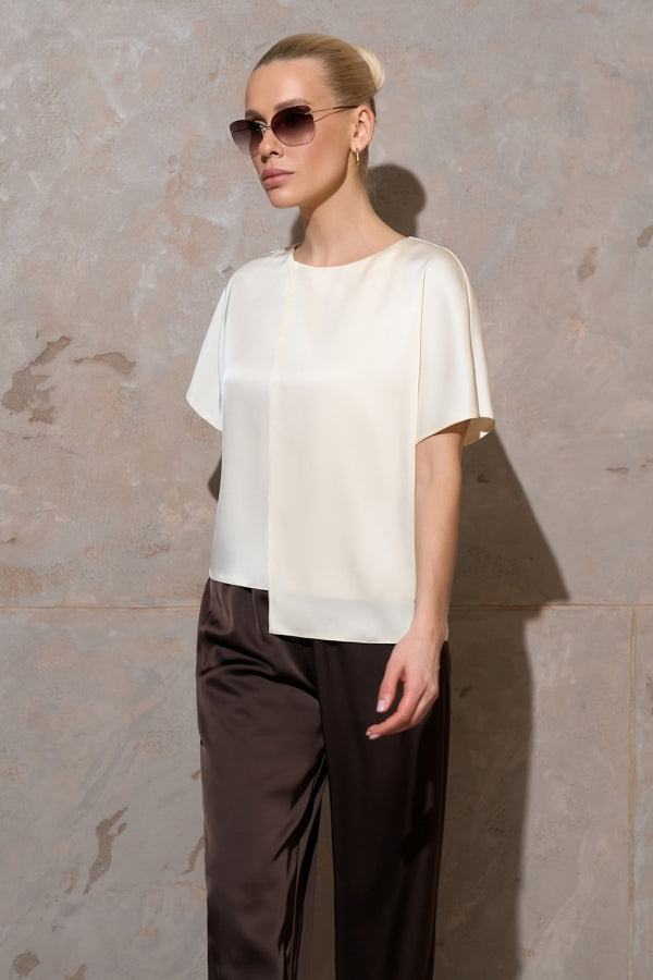 Asymmetrische Bluse, Creme