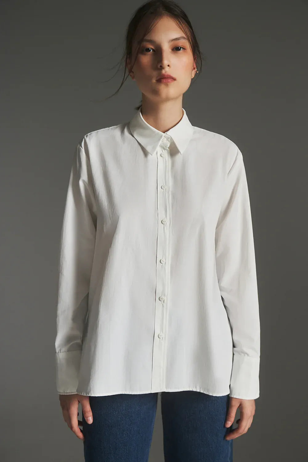 Damenbluse Basic in Milchweiß